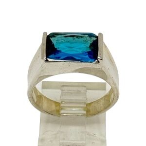 sterling silver blue topaz ring - GM531